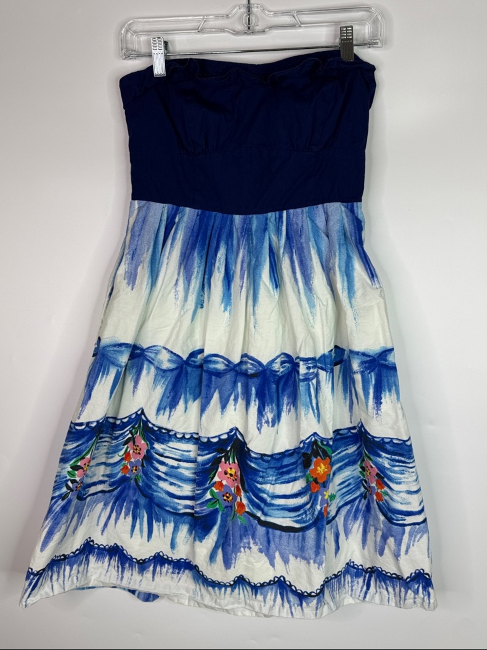 Anthropologie Nathalie Lete First Dance Blue Strapless Dress Size 4